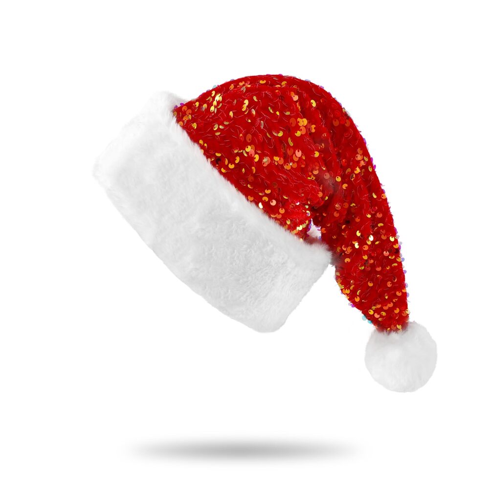 6521 Golden Sparkling Sequin Santa Hat for Adults Christmas Holiday Party